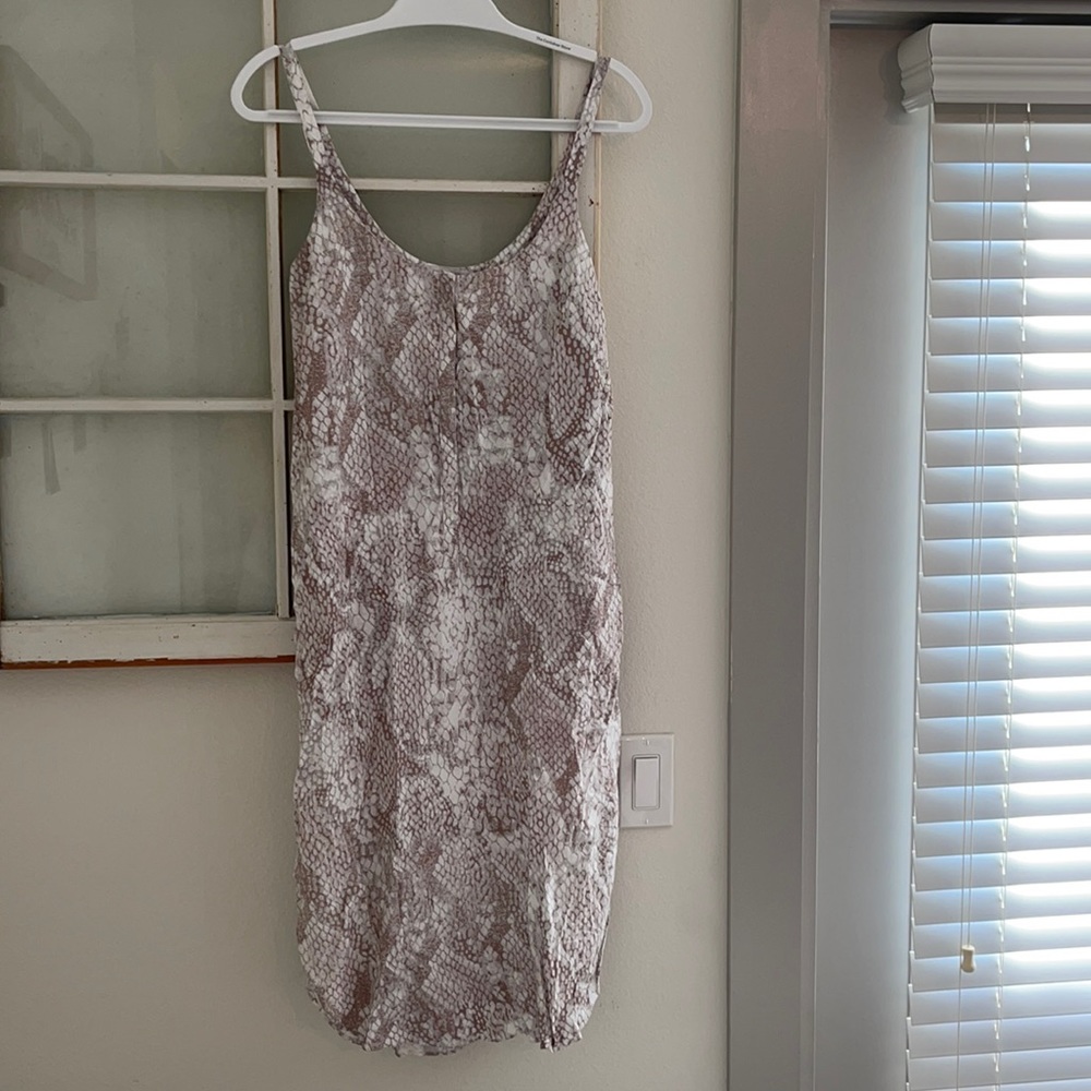 Olivaceous Snake Skin Midi Dress